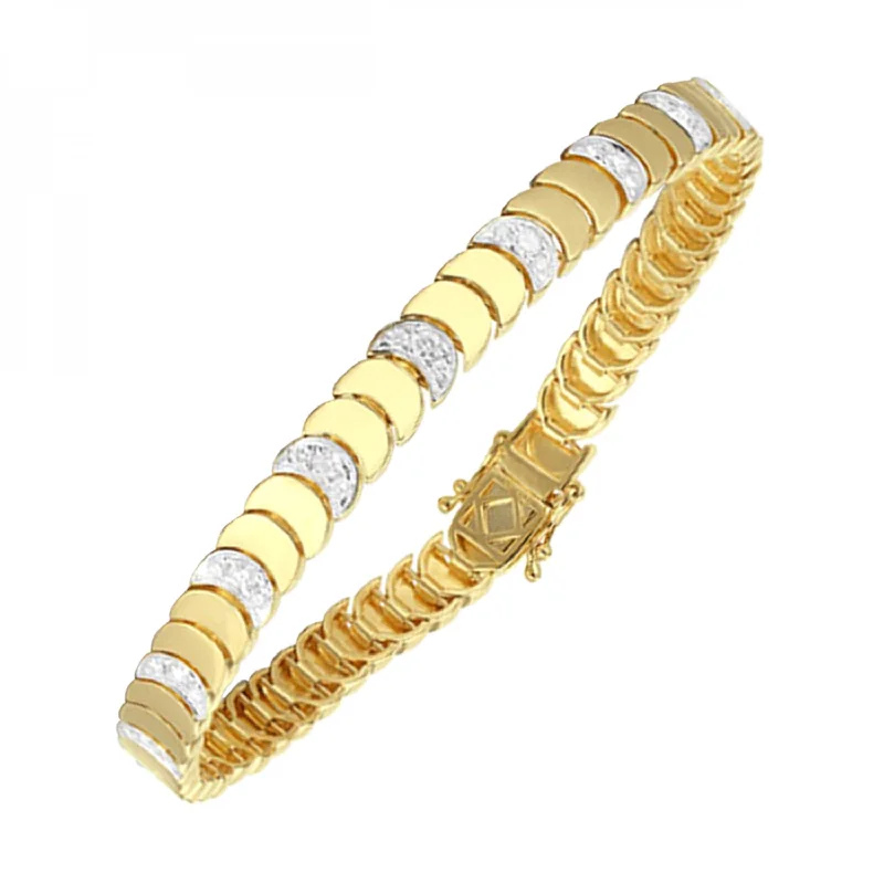 14K Yellow Gold Diamond Crescent Link Bracelet, 0.50ctw