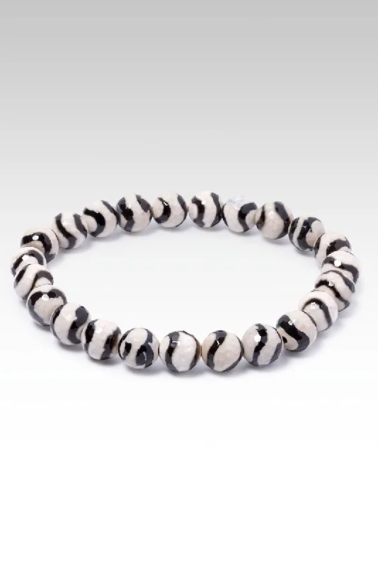 Beaded Black and Cream Animal Print Agate Bracelet™