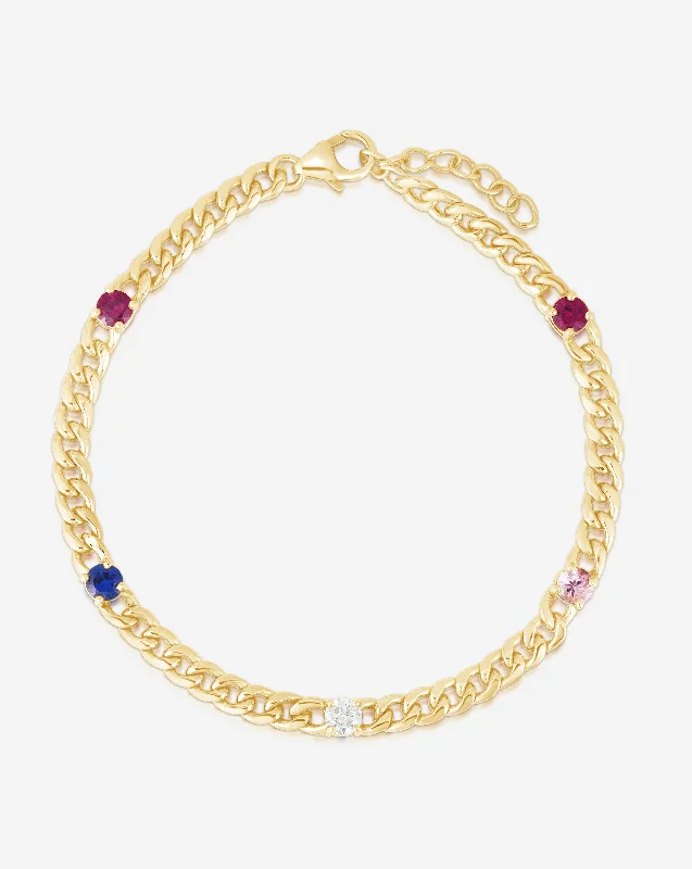 Personalized Curb Chain Birthstone Bracelet