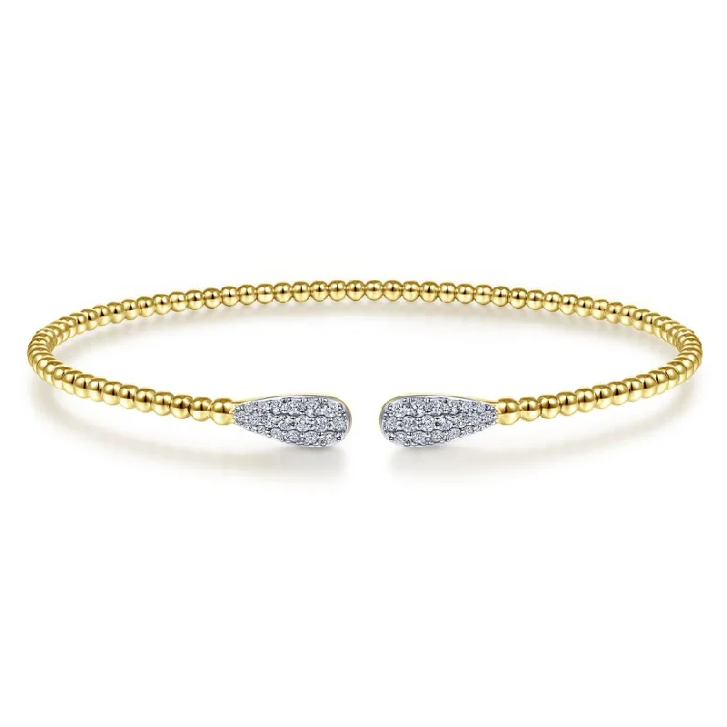 Bujukan Bead Cuff with Pave Diamond Teardrops