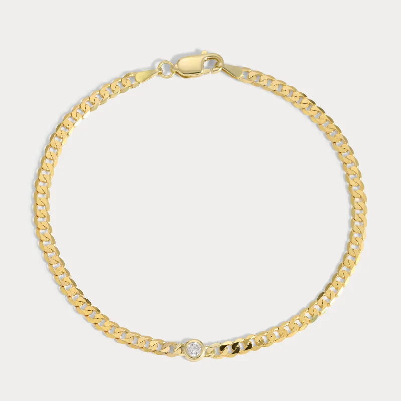 Curb Chain Bezel Diamond Bracelet