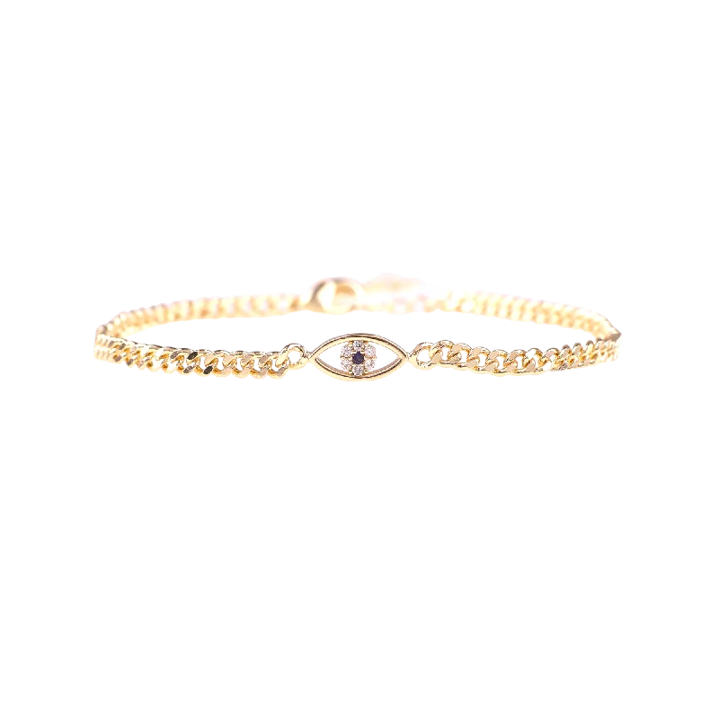 Dainty Cuban Link Chain Evil Eye Bracelet