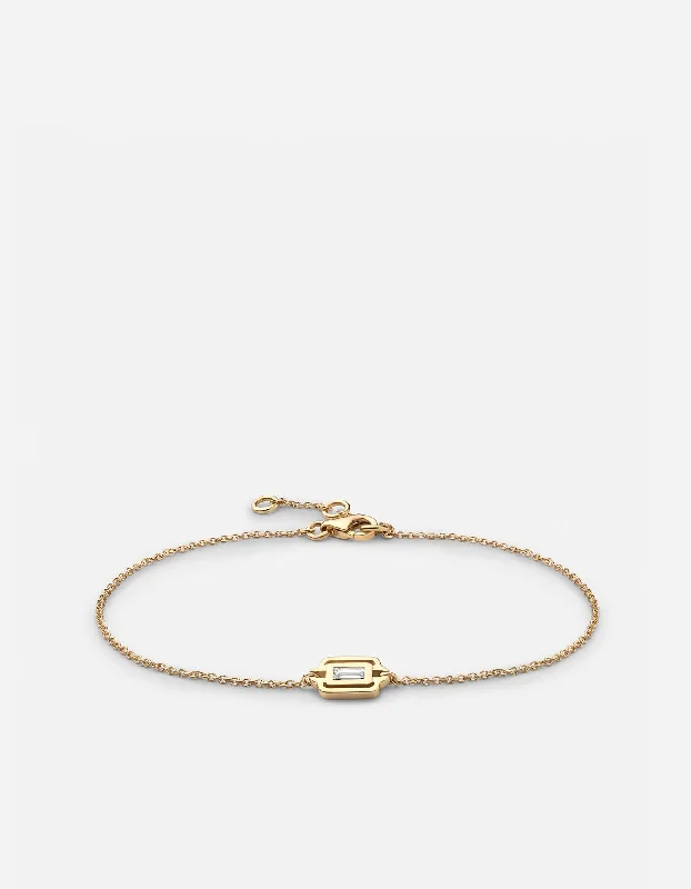 Luna Bracelet, 14k Gold Baguette Pavé