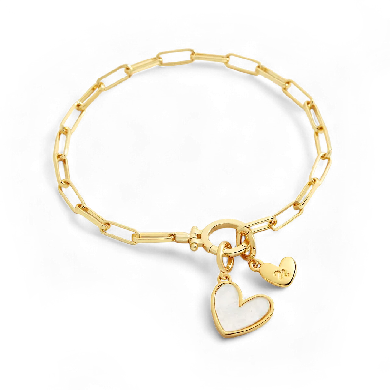 Mother Of Pearl Initial Heart Charm Bracelet