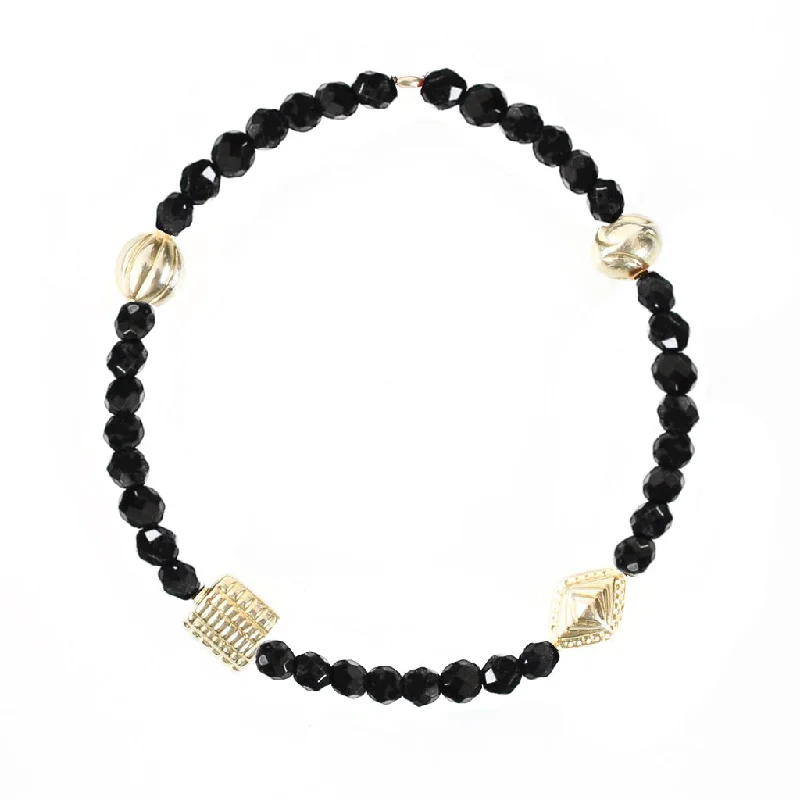 Onyx & Gold Beads Balance Bracelet