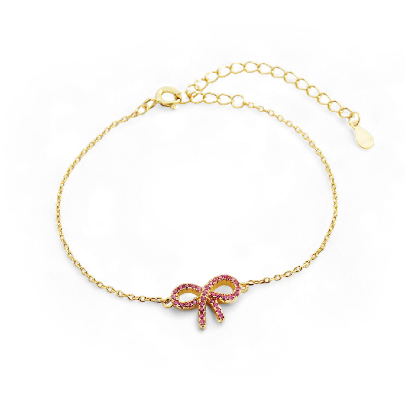 Pink Pave Bow Bracelet