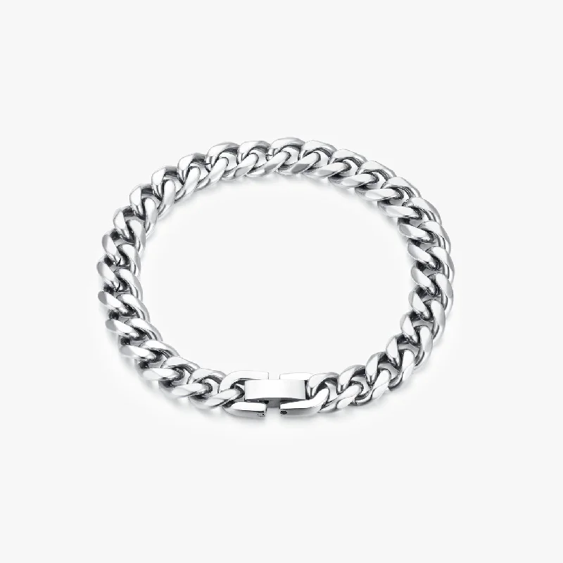 Thick Curb Chain Bracelet Silver