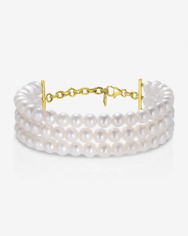 Three Row Pearl Bracelet