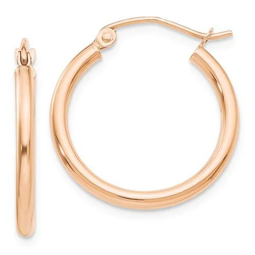 10k Rose Gold 21mm x 2mm Polished Hoop Earrings