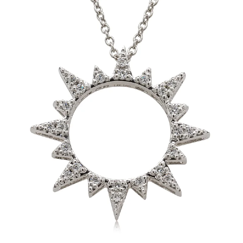 14ct White Gold Diamond Sol Necklace