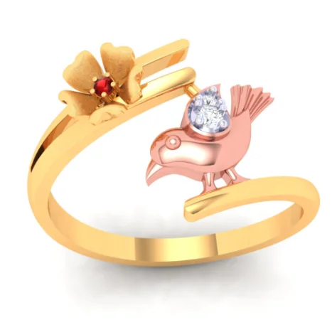 14k Beautiful Gold Ring With A Yellow Gold Bird From Amazea Collection