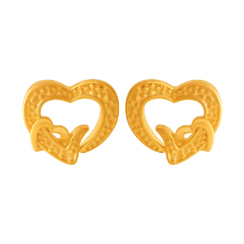 14k Double Hearts Gold Earrings