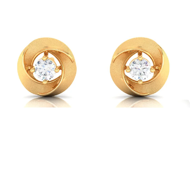 14k Flower Shape American Diamond Gold Earrings