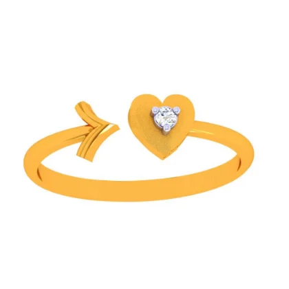 14k Gold Heart & Arrow Open Ring For Women & Girls