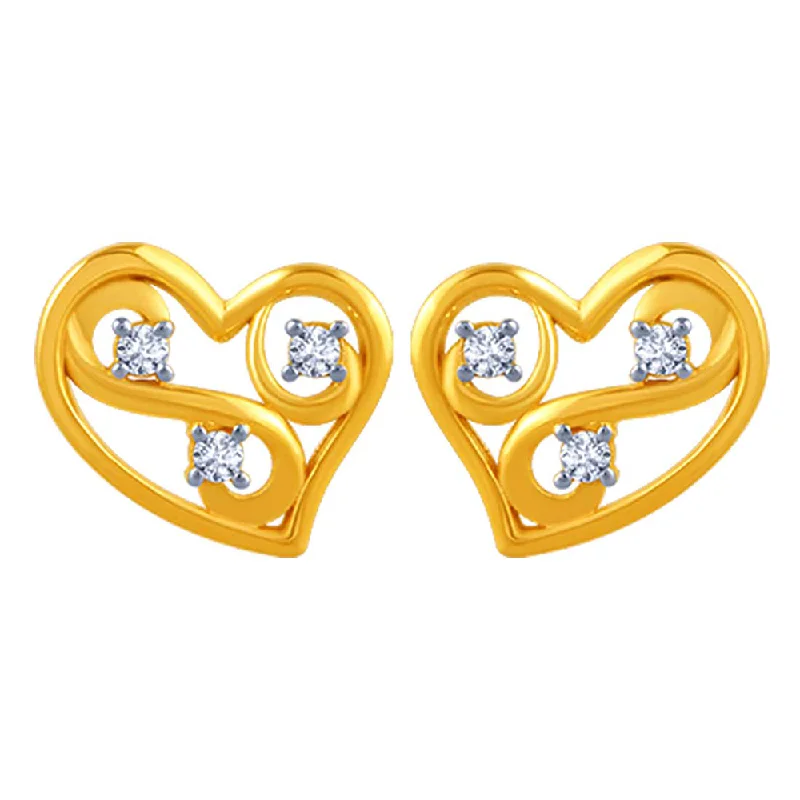 14k Heart Shaped Kalka  Gold Earrings