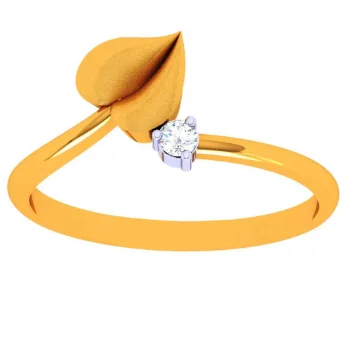 14k Leaf Motif Romance Gold Ring