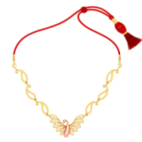 14k Peacock Themed Enchanting Gold Necklace Design