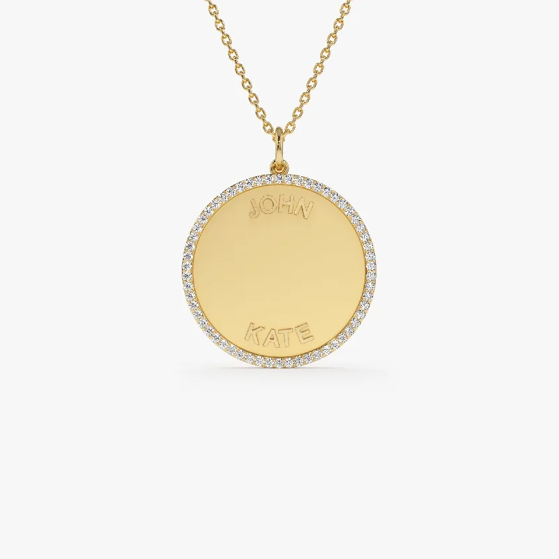 14k Personalized Diamond Medallion Necklace