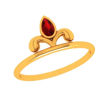 14k Red Stone Motif Gold Ring