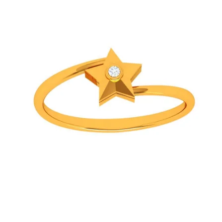 14k Stellar Single Stone Star Shape Gold Ring