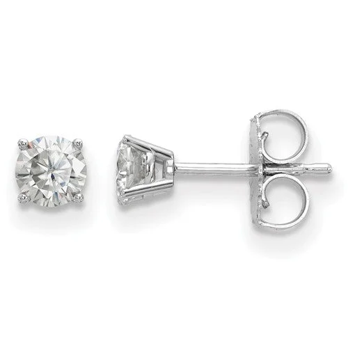 14k White Gold 1/2ct. 4mm Round Moissanite 4-Prong Post Earrings