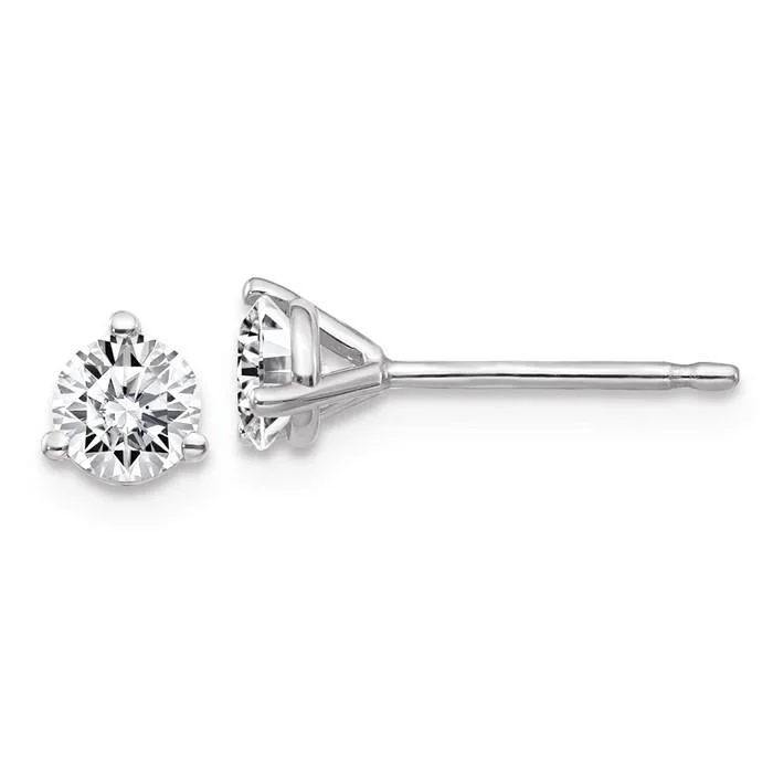 14k White Gold 1/2ct 4mm Round Moissanite 3-Prong Martini Post Earrings