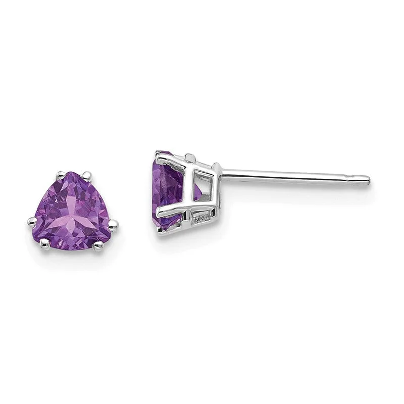 14k White or Yellow Gold 5mm Trillion Amethyst Earrings