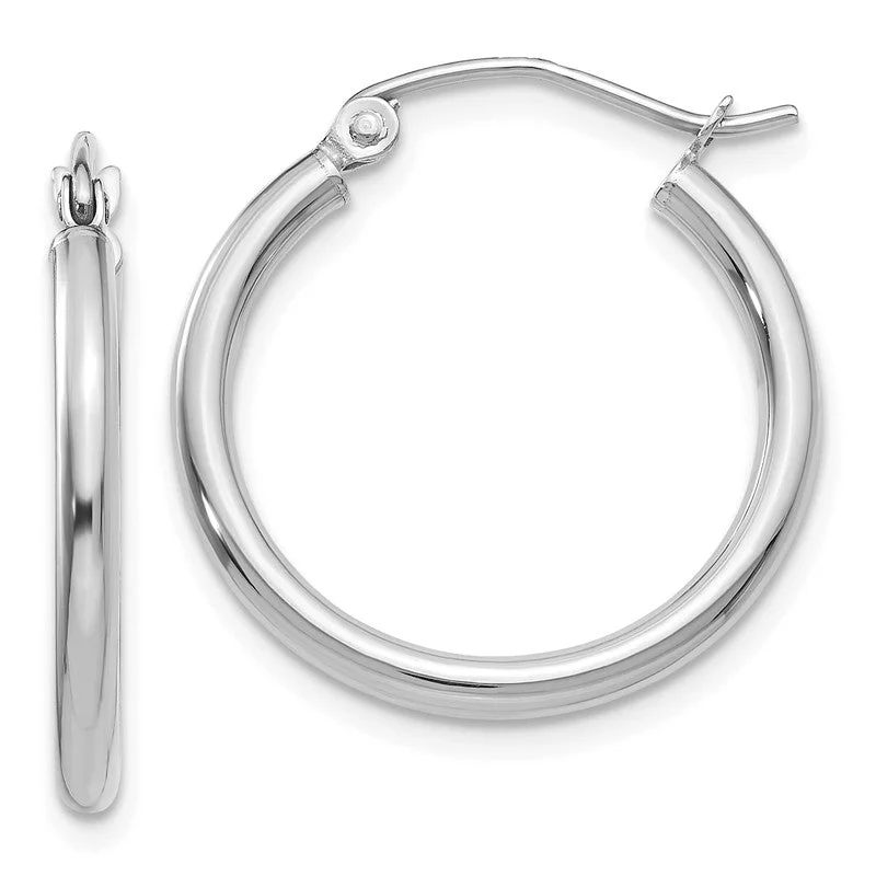 14K White Gold Lightweight 22mm x 2mm Hoop Earrings