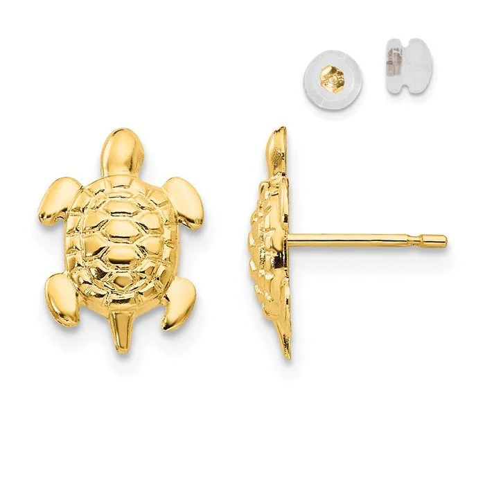 14k Yellow Gold Sea Turtle Post Earrings