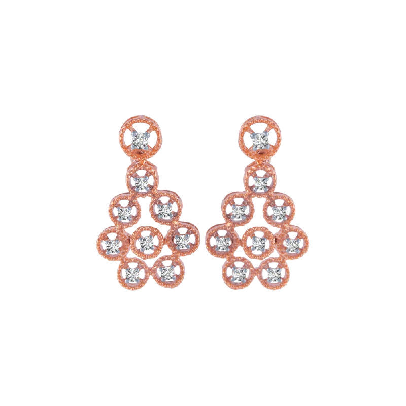 14KT (585) Rose Gold And Diamond Stud Earrings For Women