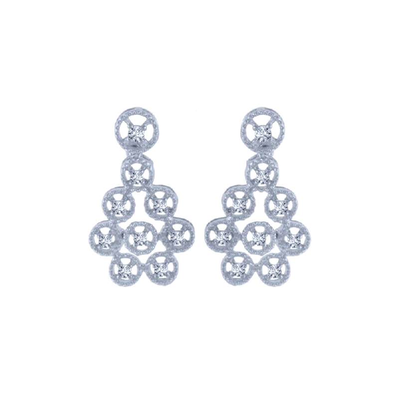 14KT (585) White Gold And Diamond Stud Earrings For Women