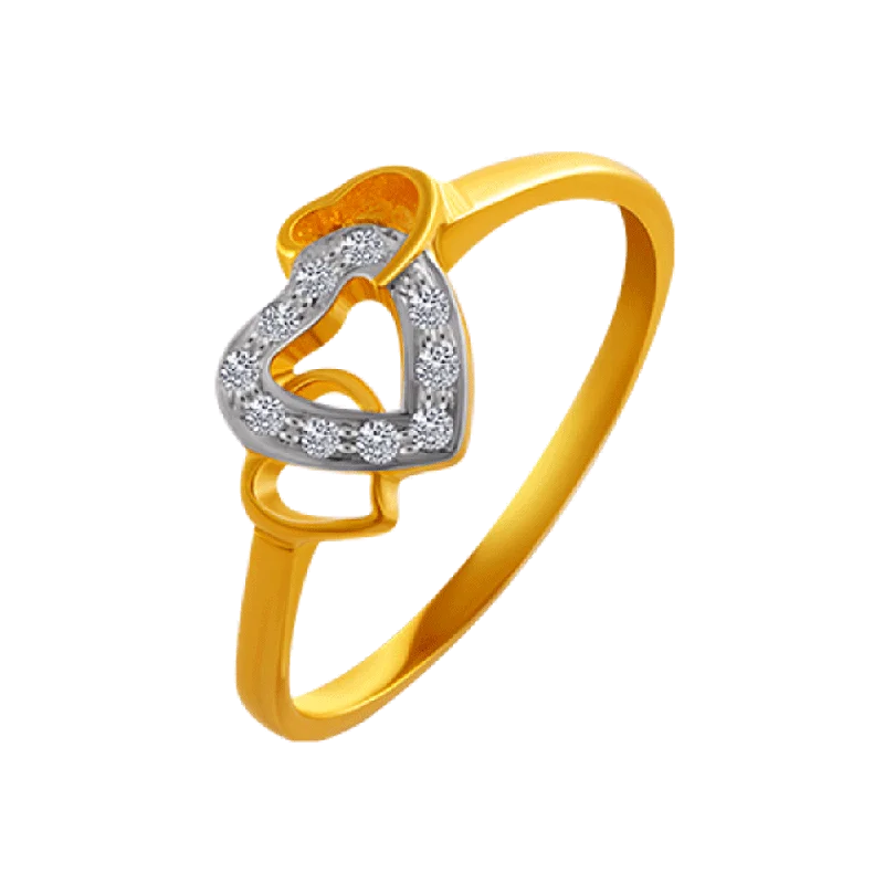 14KT (585) Yellow Gold And American Diamond Ring For Women