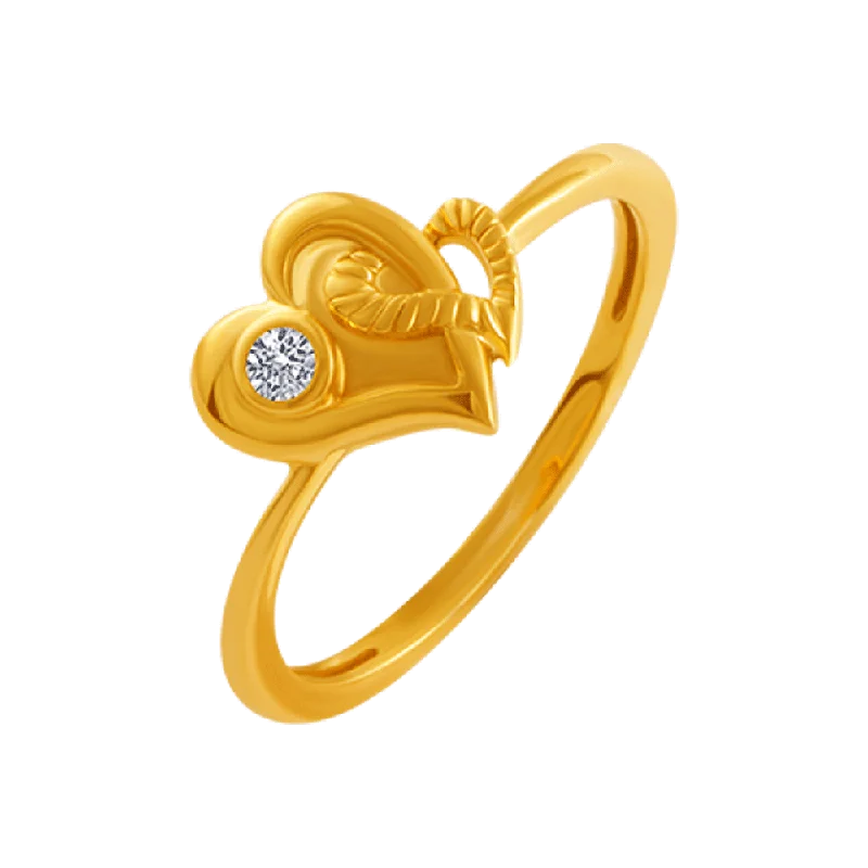 14KT (585) Yellow Gold And American Diamond Ring For Women