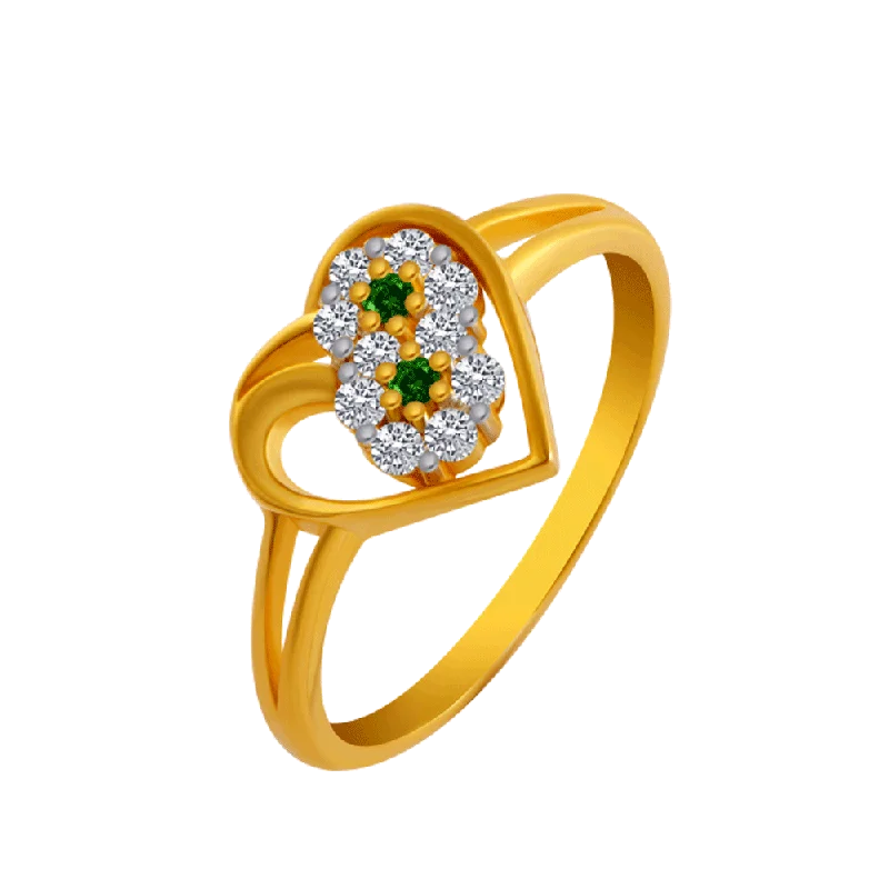 14KT (585) Yellow Gold And American Diamond Ring For Women