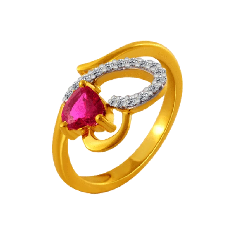 14KT (585) Yellow Gold And American Diamond Ring For Women