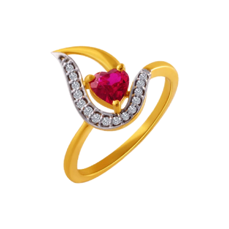 14KT (585) Yellow Gold And American Diamond Ring For Women