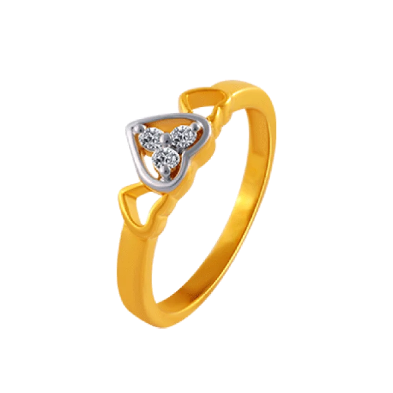 14KT (585) Yellow Gold And American Diamond Ring For Women