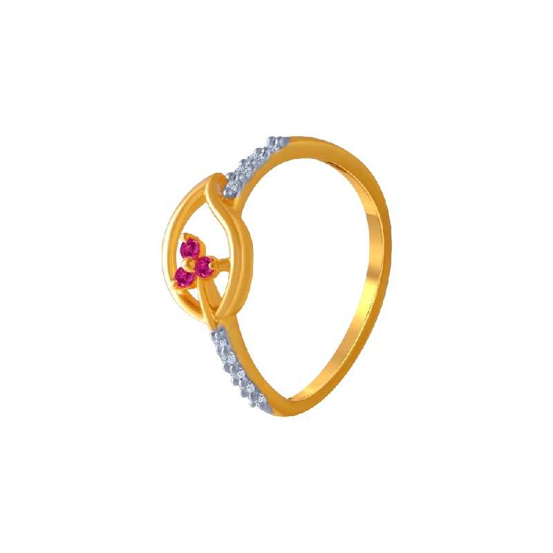 14KT (585) Yellow Gold And American Diamond Ring For Women