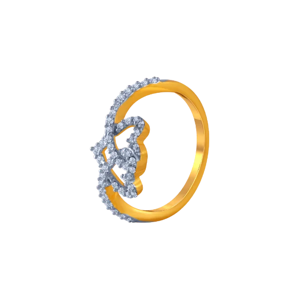 14KT (585) Yellow Gold And American Diamond Ring For Women