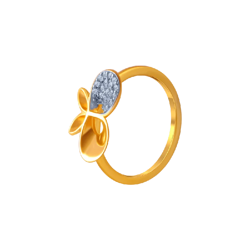 14KT (585) Yellow Gold And American Diamond Ring For Women