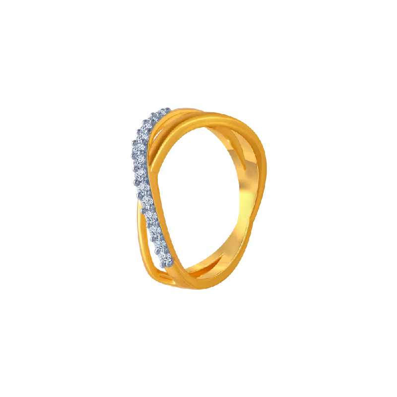 14KT (585) Yellow Gold And American Diamond Ring For Women