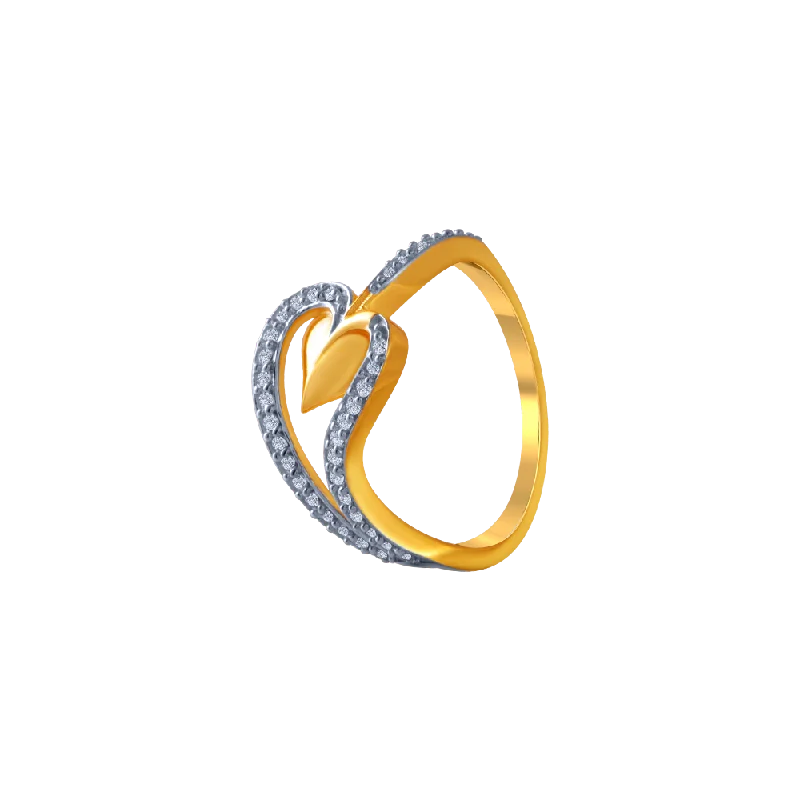 14KT (585) Yellow Gold And American Diamond Ring For Women