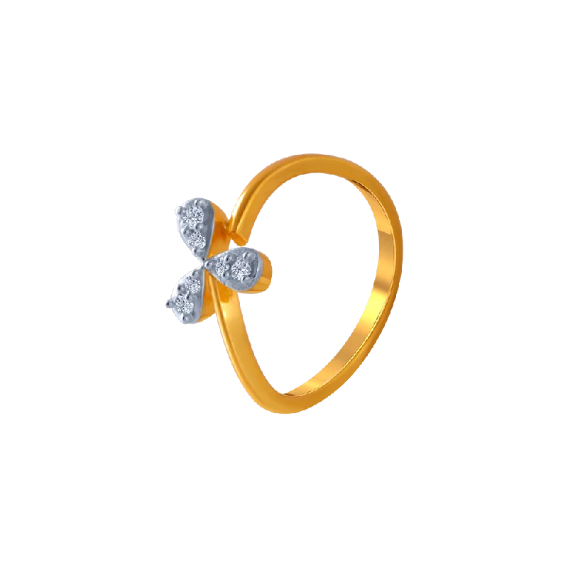 14KT (585) Yellow Gold And American Diamond Ring For Women