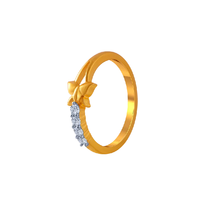 14KT (585) Yellow Gold And American Diamond Ring For Women