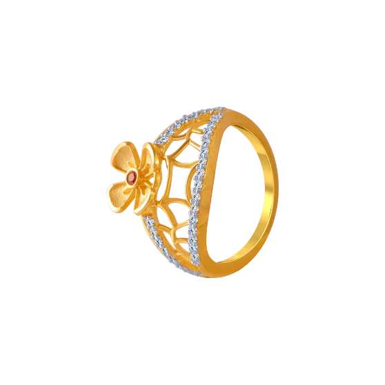 14KT (585) Yellow Gold And American Diamond Ring For Women