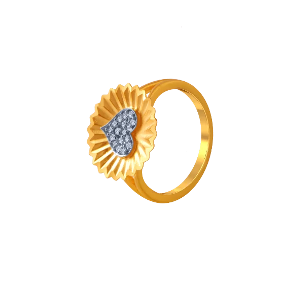 14KT (585) Yellow Gold And American Diamond Ring For Women