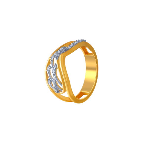 14KT (585) Yellow Gold And American Diamond Ring For Women