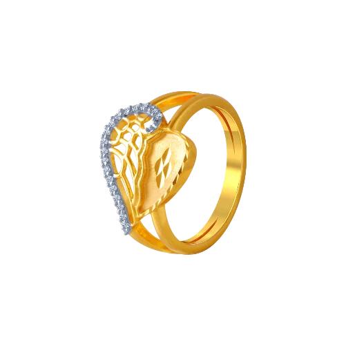 14KT (585) Yellow Gold And American Diamond Ring For Women