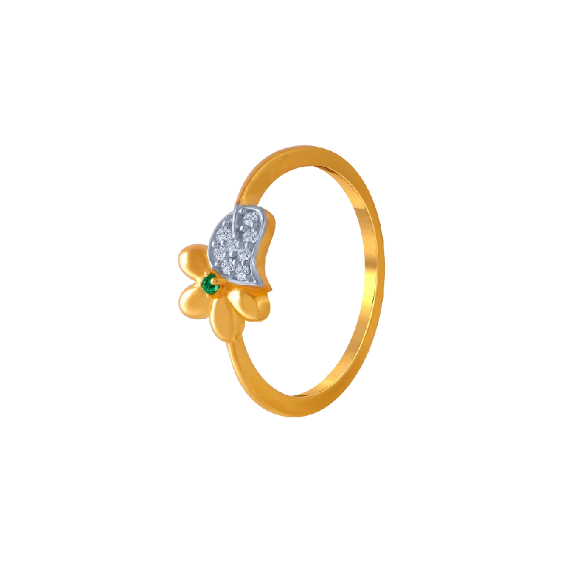 14KT (585) Yellow Gold And American Diamond Ring For Women