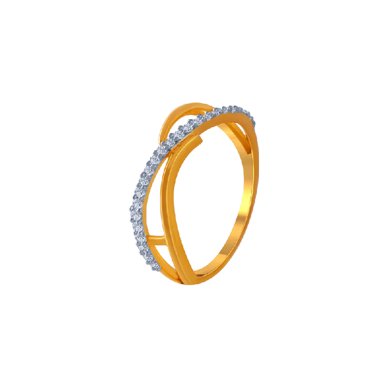 14KT (585) Yellow Gold And American Diamond Ring For Women